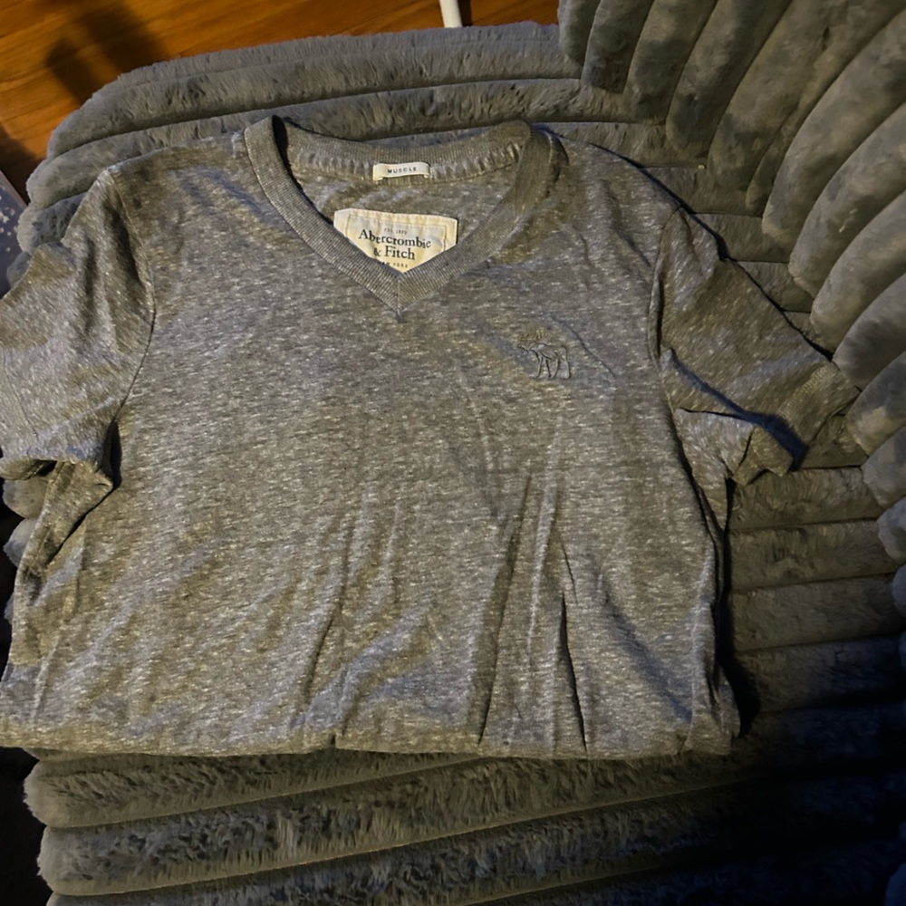 Abercrombie & Fitch Heather Gray Tee and blue graphic tee